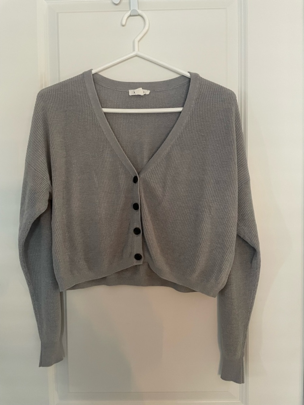 Garage Gray V-Neck Cropped Button Cardigan